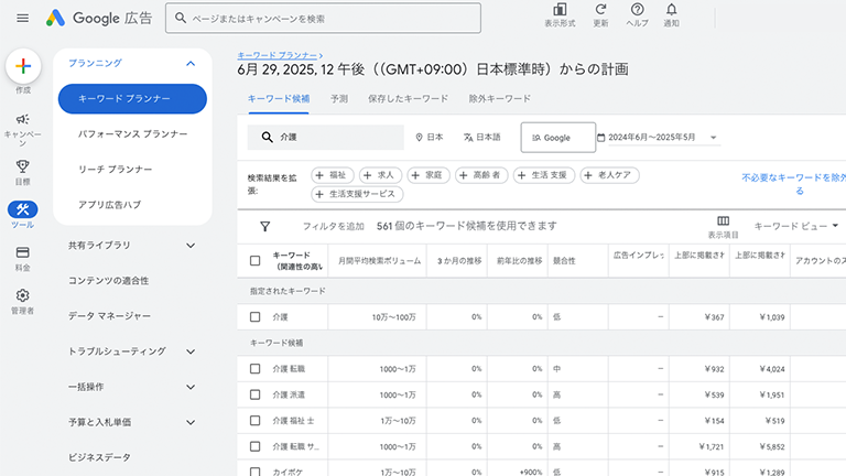 Googleの「キーワードプランナー」